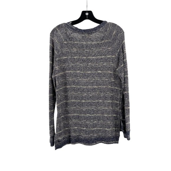 Harlowe & Graham Women's Gray Striped Loose Knit Long Sleeve Tunic Sweater Med - Picture 3 of 10